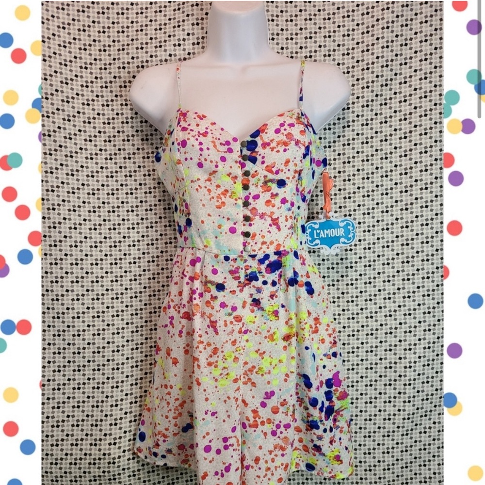 ❄️NWT L'Amour Nanette Lepore Paint Splatter Romper Size Sm 🎨